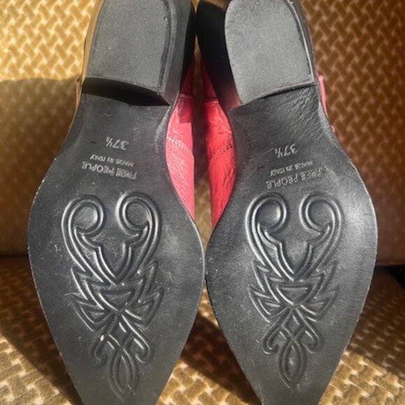 Free People Way Out West Pink Metallic Leather Cushion Ankle Cowboy Boots NEW 7 - Picture 6 of 16